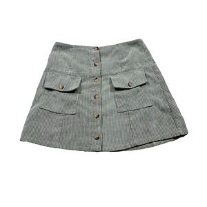 Altar'd State Sage Corduroy Button Front Skirt Cottagecore Grunge Granola Y2K XS